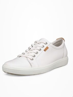 ECCO Soft 7 White Leather Low-Top Sneakers  Women’s 7-7.5 Contemporary Shoes